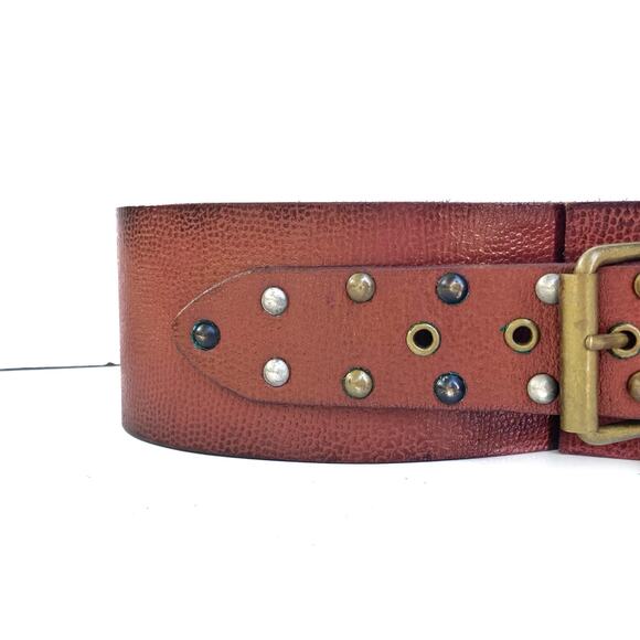 Heritage Studded Leather Belt in Tan by Linea Pelle | Vintage Y2K Fall Staple - Picture 3 of 13
